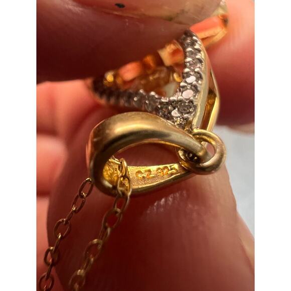 Butterfly CZ pendant in YG over sterling silver with 18 inch chain - Picture 10 of 13